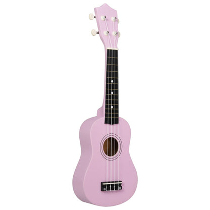 Basswood Sopran-Ukulele-Set mit Tasche 2 Plektren Skala für Musikinstrument Saiteninstrument Hawaii-Gitarre Uke Pink 53.34 cm