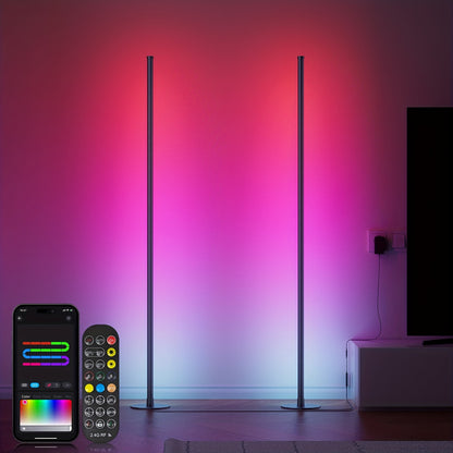 Smart RGB+ICW LED Stehlampe, Ecklampe, Wohnzimmer Schlafzimmer Spielzimmer Atmosphärenlampe, 16 Millionen Farben Musikrhythmus+DIY Design, APP-Steuerung, Fernbedienung, Timer-Funktion, Weihnachten Halloween Schlafzimmer Wohnzimmer Deko, TV Computer Hinter