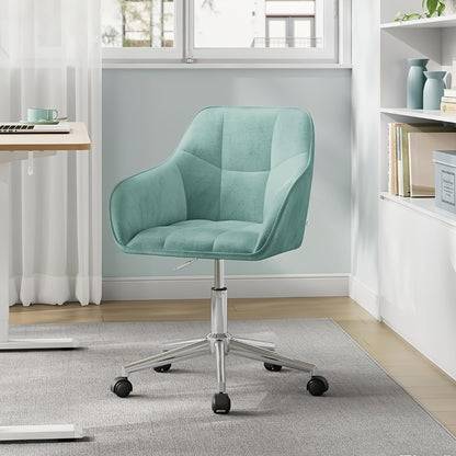 1X Home Office Stuhl, Schreibtischstuhl, Drehstuhl, Make-up Stuhl, Höhenverstellbar, Tragkraft bis zu 150 kg, mit Armlehnen, Samtsitz, für Schlafzimmer, Büro, Wohnzimmer