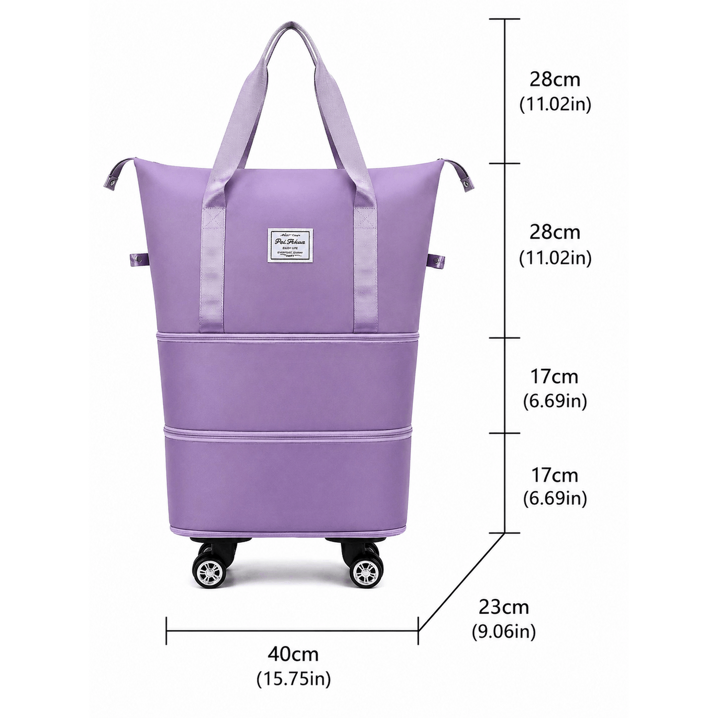 1 Stk. faltbare Reisetasche mit Rädern und großem Fassungsvermögen, erweiterbare Handgepäck-Tragetasche, leichte Gepäcktasche für Reisen, Umzug & den täglichen Gebrauch