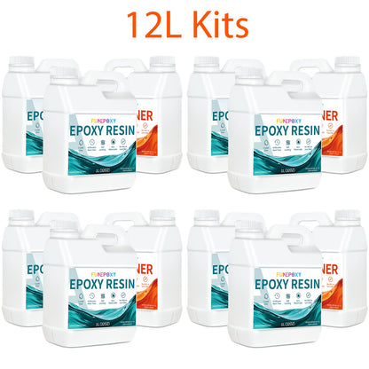FUNEPOXY Hochglanz Superklares 2:1 Tiefguss Epoxidharz Kit - Schnell, Keine Blasen, Geruchsarm, Einfach zu Verwenden, Hohe Haltbarkeit, Kristallklares Ende für Schmuckherstellung, Fluss-Tischplatten, Tumblers, Formen, Kunst Holzmalerei