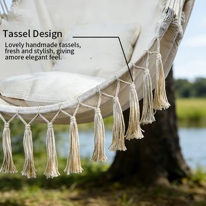 Outdoor Anti-Kipps Hängesessel mit Installationszubehör | Robuste & Stabile Hängematte für Terrasse und Garten, Polyester Oxford Gewebe, Nylonseil, Holzhalterung