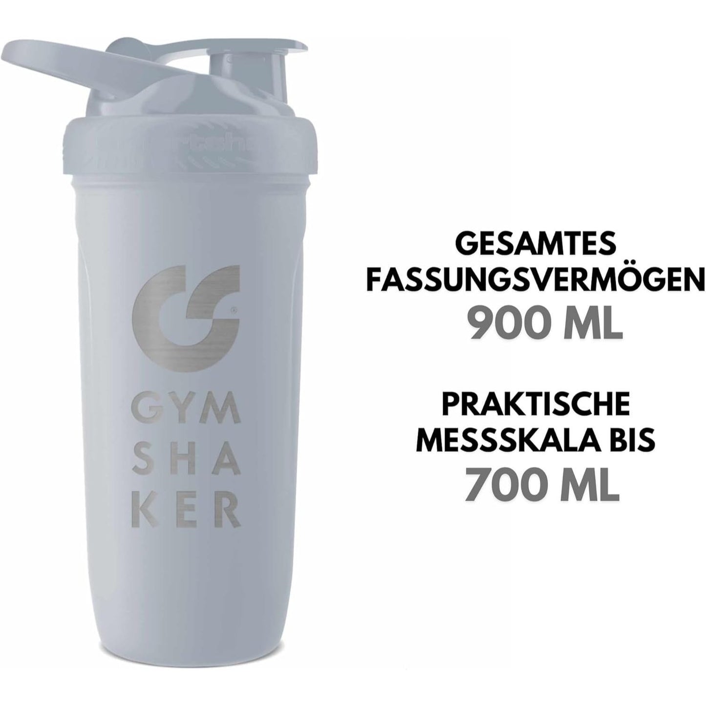 GYMSHAKER Edelstahl Protein Shaker 900ml - Geruchsfrei & hygienisch mit Waben-Sieb für cremige Shakes, auslaufsicherer Klappdeckel (Skala bis 700ml)
