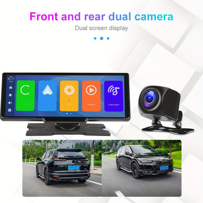 NHOPEEW Tragbares Auto-Stereo Wireless Carplayer für Android Auto mit Dashcam, 26,06 cm HD IPS Bildschirm Autoradio, Front-/Rückfahrkamera, Loop-Aufnahme, Sprachsteuerung, Navigation, AUX/FM-Sender, Auto-Zubehör