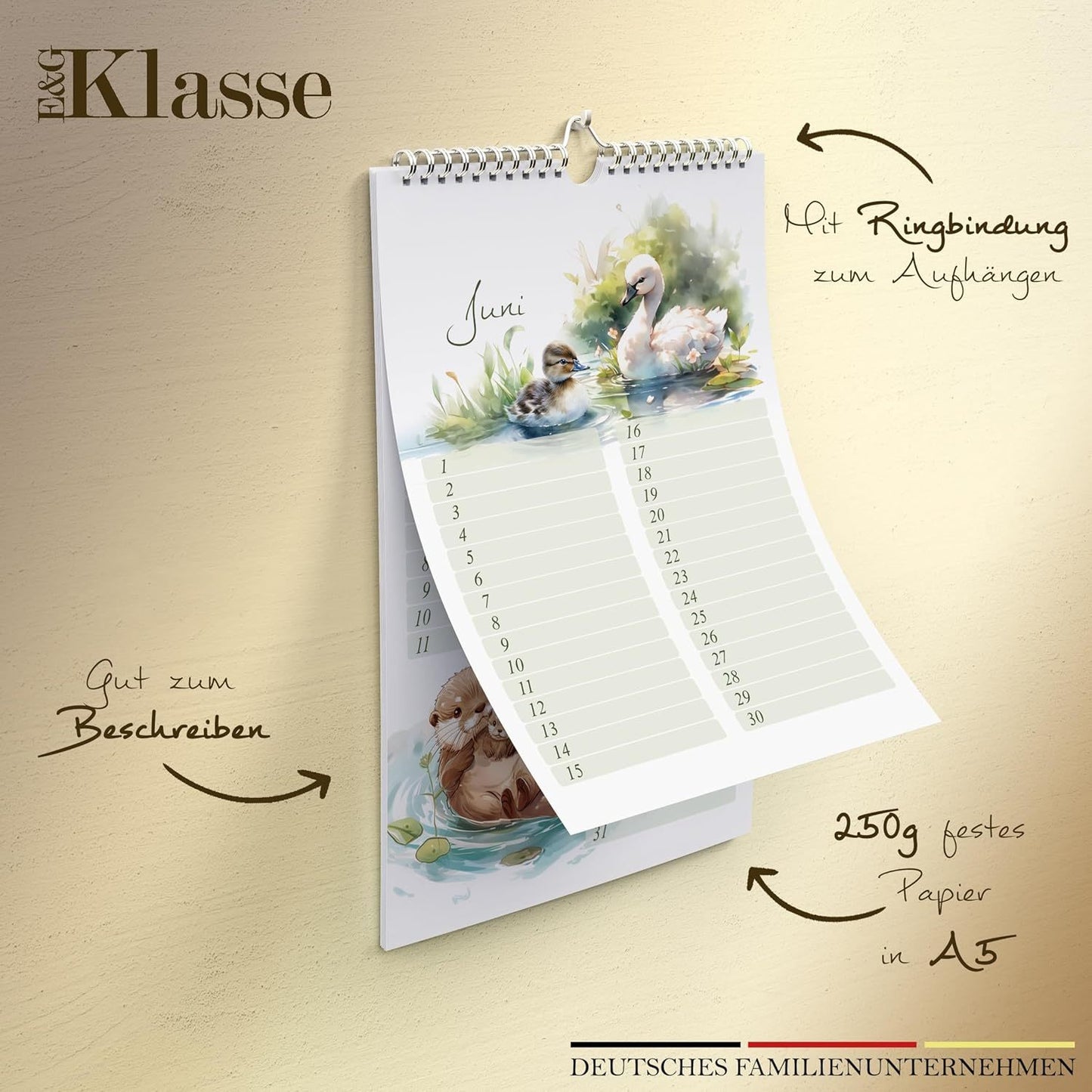 Geburtstagskalender undatiert Geburtstagsplaner Wandkalender A5 immerwährend Jahresunabhängig Kalender Geburtstagsübersicht zum Aufhängen Tier Design in zartem Aquarell Waldtieren Tiere