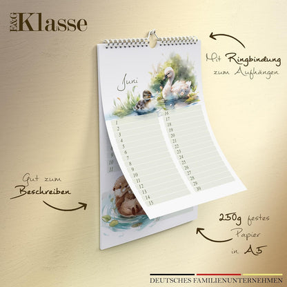 Geburtstagskalender undatiert Geburtstagsplaner Wandkalender A5 immerwährend Jahresunabhängig Kalender Geburtstagsübersicht zum Aufhängen Tier Design in zartem Aquarell Waldtieren Tiere