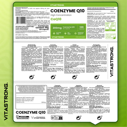 Coenzym Q10 200 mg Hochdosis, 1 Kapsel täglich für 4 Monate, 120 Kapseln CoQ10 200 mg jeweils, Premium-Qualität Q10 Coenzym, glutenfrei