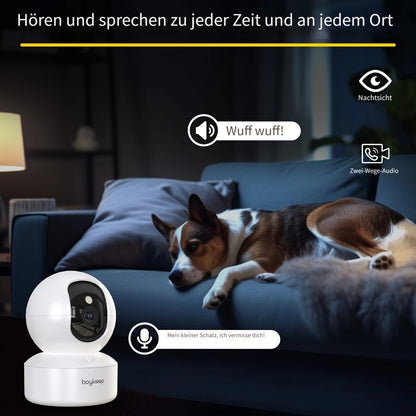 BoyKeep 5g/2,4 GHz WiFi Smart-Kamera, hochauflösender Sicherheitsmonitor für den Innenbereich, spezielle Sicherheitskamera für Babys  Haustiere, 360°-Panorama-Überwachungsvideo, Nachtsicht, Zwei-Wege-Kommunikation, Speicherkarte  Cloud-Speicher, K30