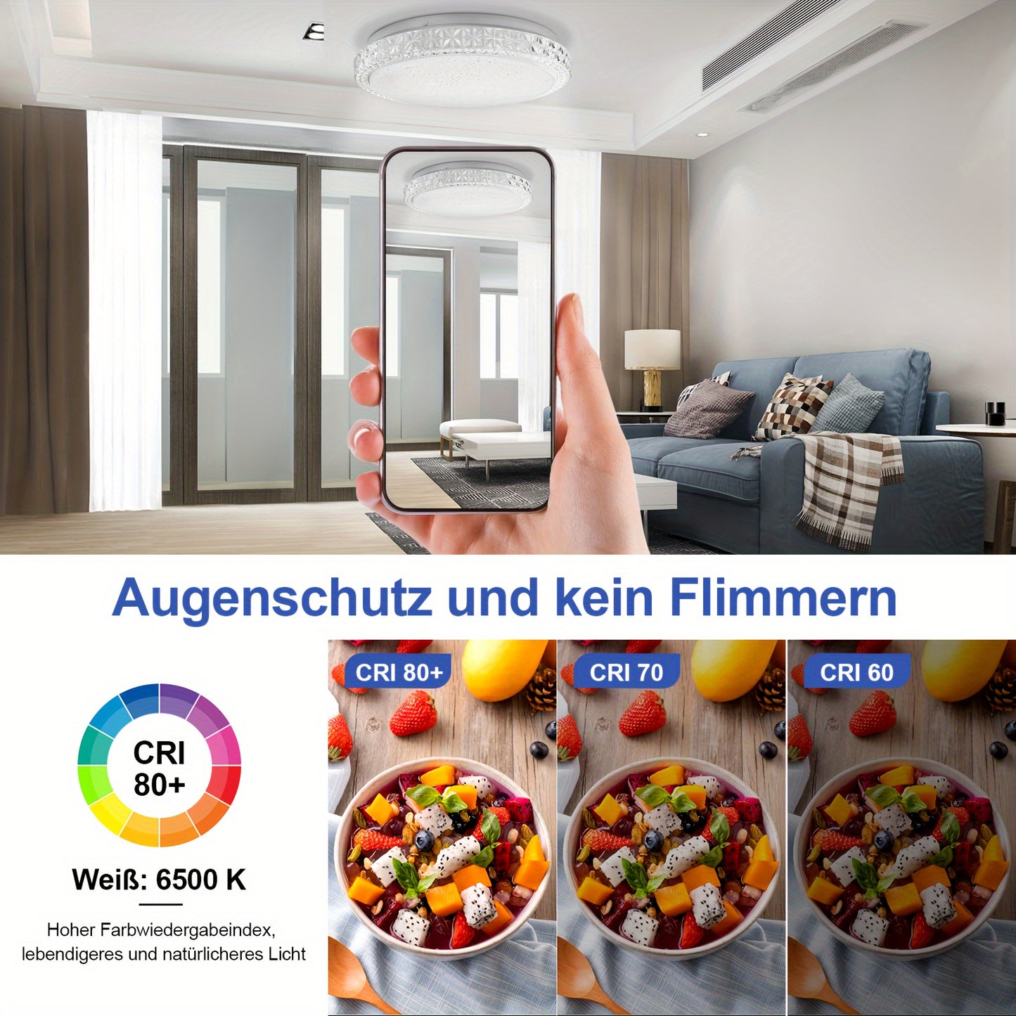 18W 24W 36W 48W Moderne LED Deckenleuchte, 6500K Tageslichtweiß, Metall-Flächenmontage mit Acrylschirm, polierter Abschluss, Schaltersteuerung, fest verdrahtet für Küche, Treppenhaus, Schlafzimmer