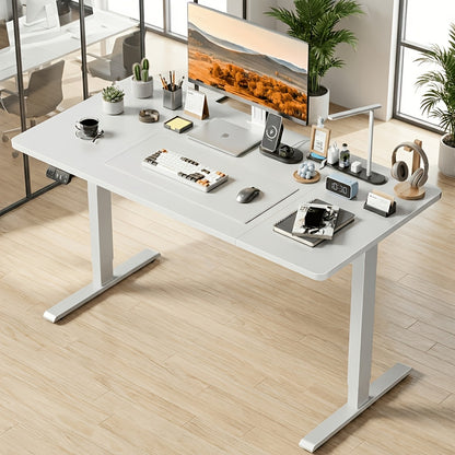 Elektrisch höhenverstellbarer Schreibtisch (integrierte Ladeanschlüsse) – Höhenverstellbarer Gaming-Schreibtisch (27,7–113,03 cm), Gaming-Tisch mit 79,83 kg Tragkraft, ideal für Heimbüro / Gaming-Arbeitsplätze