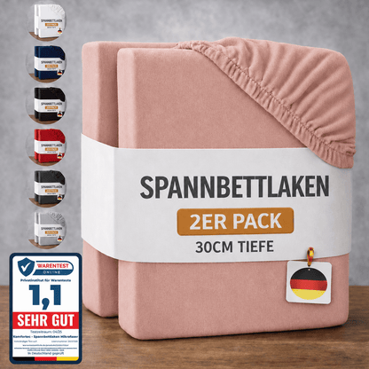 2er-Pack Spannbettlaken aus 100% Mikrofaser (90 g/m²) Elastischer Rundumgummi