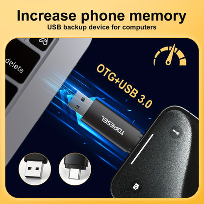 TOPESEL 2 Stück 128GB/64GB/32GB USB-C & USb-A Flash-Laufwerk - OTG-Speicherstick mit Dual-Schnittstelle (USB 3.0) 2-in-1 für Smartphone, Tablet PC  Laptop – Kompakt tragbarer Speichermedien-Dienstleister: Gerätespeiche