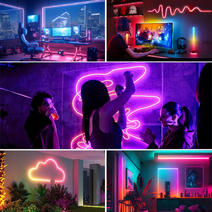 30M/20M/15M/10M/5M RGB Neon Lichtleiste mit Musik-Synchronisation, 24V Flexible Lichtleiste mit App/Fernbedienung, IP67 Outdoor Lichtleiste, Geeignet für Schlafzimmer, Zimmer und Außendekoration, Außenhof Dekoration