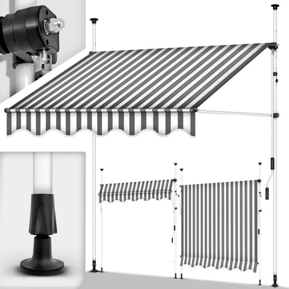 tillvex® Klemmmarkise Balkon mit Handkurbel | Balkonmarkise ohne Bohren | Markise UV-beständig & höhenverstellbar | Sonnenschutz Terrasse Wasserfest