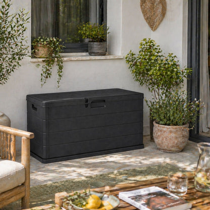 Buystar Gartenlaube 340 Liter aus Kunstharz, Outdoor-Lagerbank, einfach zu montieren, 118X59X57 Cm