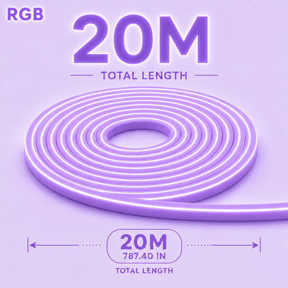 5M/10M/20M RGB Neon Lichtleiste mit Farbeinstellung über App, Fernbedienung, Timer-Einstellung, flexibel und zuschneidbar, und Musik-Rhythmus-Modus, perfekt für Bühnenbeleuchtung, Dekoration, Geschenk