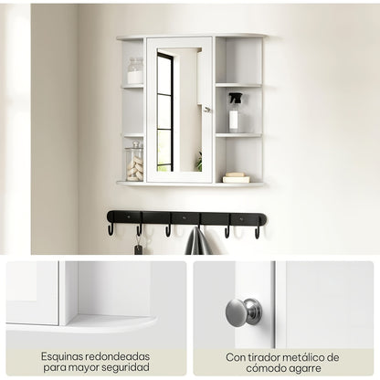 1-tlg. Badezimmerspiegel-Wandschrank, weißes MDF mit verstellbaren Regalböden, Türen, Badezimmermöbel-Set, stilvoller Stauraum für Badezimmer, Schlafzimmer oder Flur, einfache Montage, hochwertige Verarbeitung, 60x58x16cm