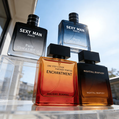 Ein vier-teiliges Duftset, inklusive Herrenparfüm und Cologne, zur Verbesserung des Charmes und zur langanhaltenden Duftwirkung. Geeignet für den persönlichen Gebrauch oder als Weihnachtsgeschenk, insgesamt