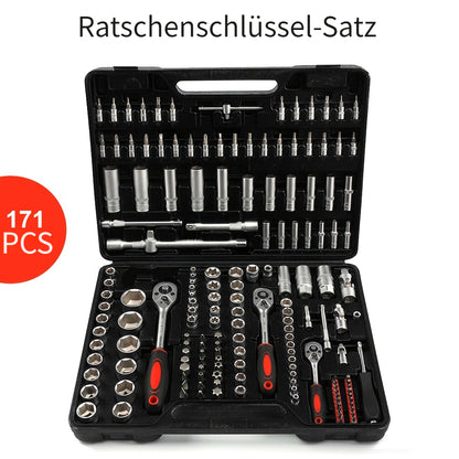 171-teiliges Standard-Steckschlüssel-Set, Ratschenschlüssel, Drehmomentschlüssel-Set, für Autoreparatur, Heimwerker-Werkzeugset, Robuste Kombinationswerkzeugkiste, Autoteile, Werkstatt-Schlüssel, Werkstattwerkzeug-Steckschlüssel-Set, Mechanikerwerkzeuge,