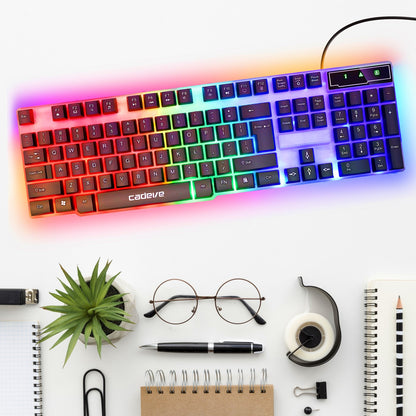 Gaming-Tastatur RETOO Connect, LED-Hintergrundbeleuchtung, Membran-Konstruktion, Eindruckende RGB-Beleuchtung, Multifunktionsfunktionen, Zahlenblock, USB 2.0 USB 3.0 Kompatibel, Grüne Blaue Diode, Sanftes Tastendrücken, Leiser Betrieb, Schnelle Reaktion,
