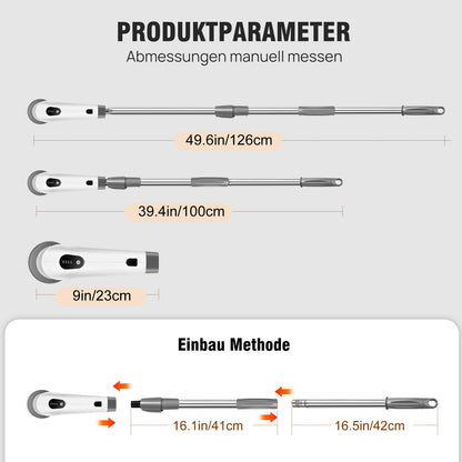 Upgrade 80W Akku-Wischbürste, Kabellose Reinigungsbürste, 10 austauschbare Reinigungsköpfe mit abnehmbarem Griff, 2 Geschwindigkeiten & 420 U/min Kabellose Duschbürste für Spüle, Badezimmer, Dusche, Badewanne, Fliesen, Küchengrills, Kochplatten, Toiletten