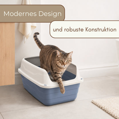 Katzenklo XXL mit hohem Rand Katzenklo für große Katzen Klo offen Katzentoilette XXL Katzen WC ohne Deckel Katzentoilette Groß abnehmbarer Rand Katzen Klo hoher Rand