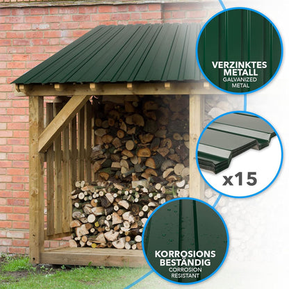 Trapezblech Set 15 Stück – 7,7 m² Wand & Dach – 115x45 cm Profilblech inkl. Befestigungsschrauben – 0,25 mm stark