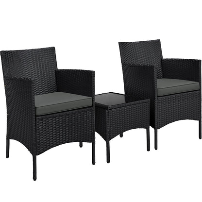 Costoffs 3-er Gartenmöbel Balkonmöbel Set Gartensitzgruppe Terrassenmöbelset inkl. 2 Stühle mit Tisch Set und Sitzkissen für Balkon Terrasse Garten