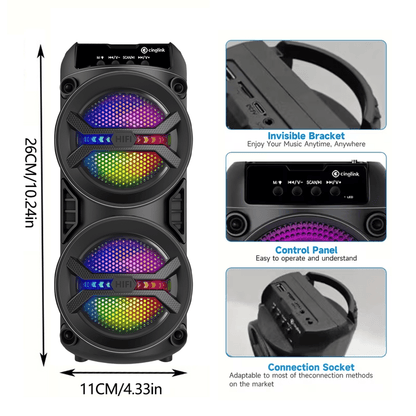 4000W Bluetooth-Lautsprecher, tragbarer kabelloser Lautsprecher mit mehrfarbigen Lichtern, zwei Subwoofer für tiefen Bass, UKW-Radio, MP3-Player, unterstützt BT/TWS/FM/USB/AUX/TF/Mikrofoneingang, lauter Stereo-Lautsprecher für Hauspartys, Feiertagsversamm