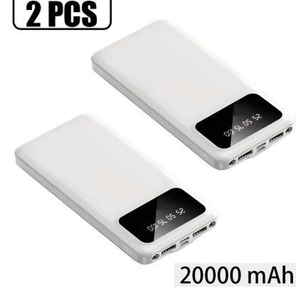 20000mAh-2 Stück Hochkapazitäts-Powerbank, Mobilgeräte-Ladegerät, LED-Display/Dual-Ausgangsschnittstelle/Mehrere Farboptionen, Tragbare Notstromversorgung für Outdoor-Reisen