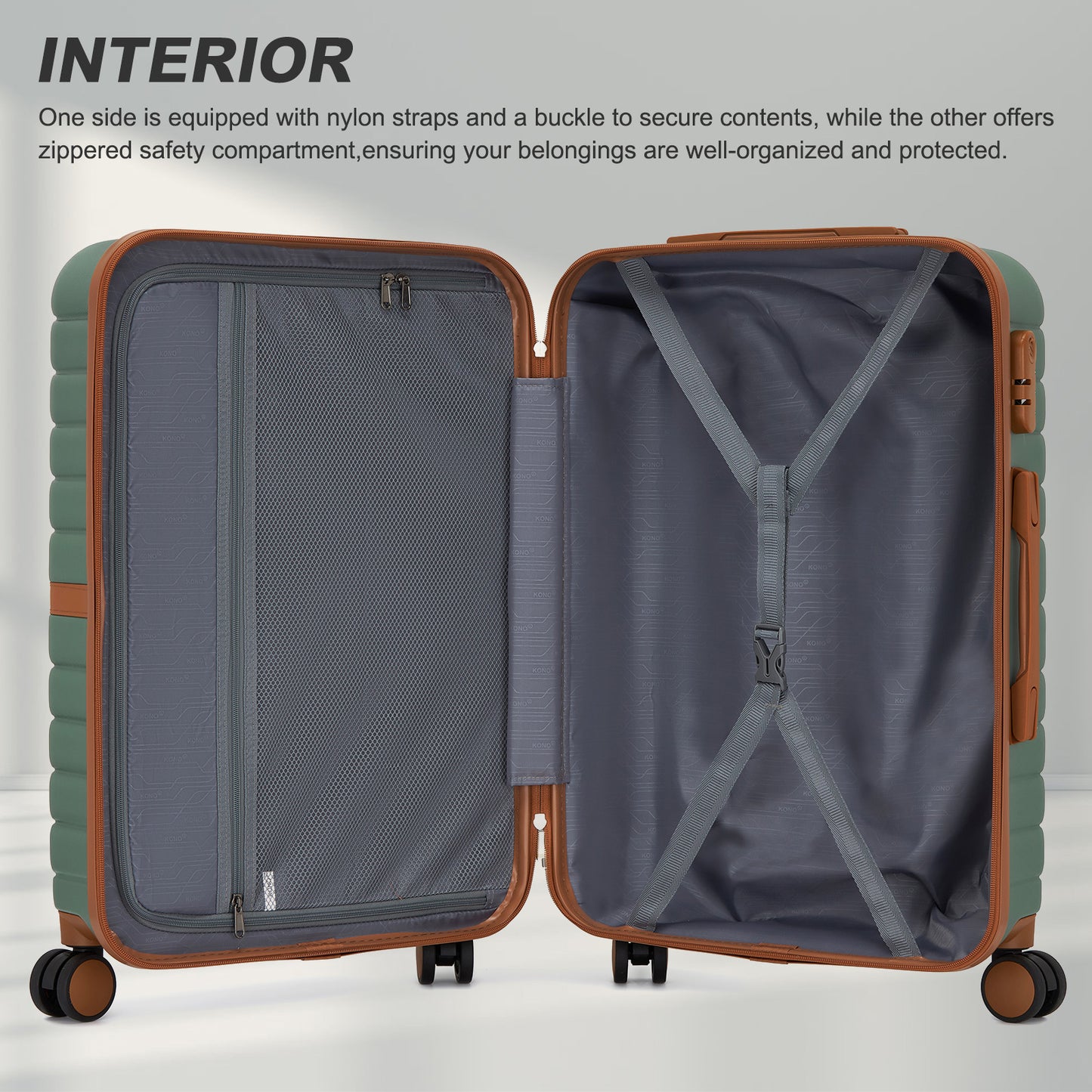 20 Zoll 24 Zoll 28 Zoll Kono Koffer Gepäck ABS+PC Camping Streifendesign mit Colour-Block Details Hartschale mit Spinner Rädern Black Friday Thanksgiving Weihnachtsgeschenk
