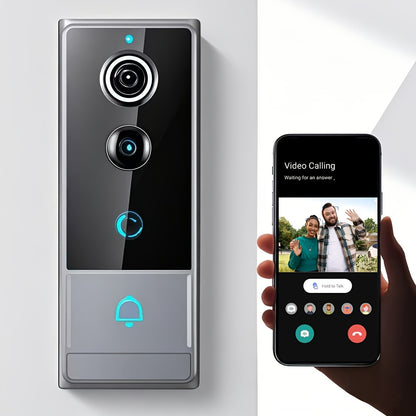 Smart-Video-Türklingel mit PIR-Menschenerkennung, WLAN, Zwei-Wege-Audio, Sprachwechsel, Foto & Aufnahme, Nachtsicht, 60 Melodien, 5 Lautstärken & LED-Blitz