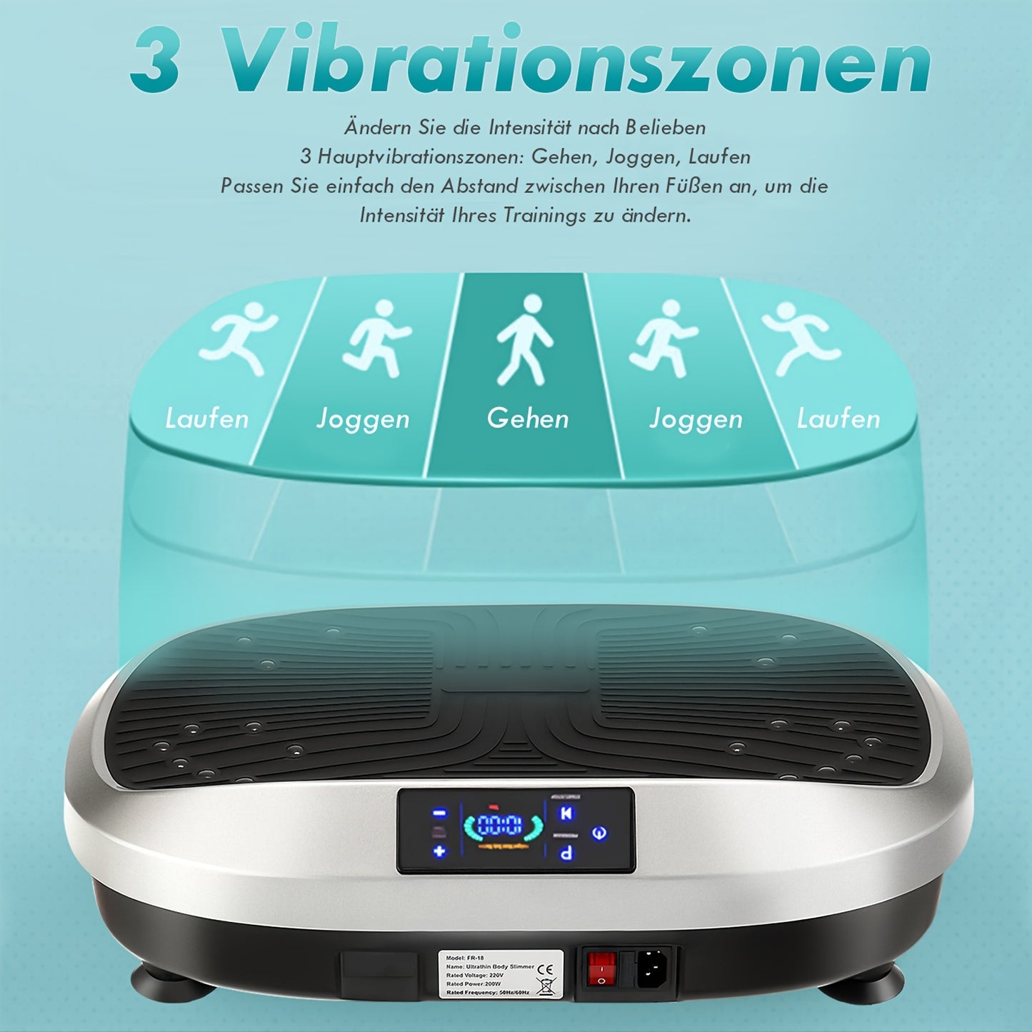 Intelligente Vibrationplatte mit Fernbedienung, 120 Stufen Elektromagnetische Massage, Leiser Motor, Ganzkörper-Trainingsgerät zur Gewichtsreduzierung, Maximale Belastbarkeit 120KG, Geeignet für Home Fitness, Ohne Batterie