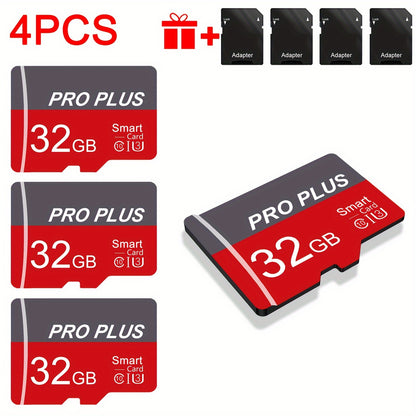 4er-Pack Speicherkarte 128GB 64GB 32GB 16GB mit Adapter, High-Speed Speicherkarte 8GB 4GB 2GB 1GB, U3 C10 A1 Speicher TF Karte 512MB 256MB 128MB 64MB für Tablet/Kamera/Handy/Auto Audio/Spielekonsole - Echte Kapazität, Verwerfe falsche Standards