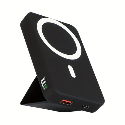Magnetische Batterie, 10000mAh Faltbares Magnetisches Kabelloses Portable Ladegerät mit Ständer und USB-C (Seitlich), Nur für iPhone 15/15 Plus/15 Pro/15 Pro Max, für iPhone 14/13 Serie