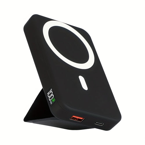 Magnetische Batterie, 10000mAh Faltbares Magnetisches Kabelloses Portable Ladegerät mit Ständer und USB-C (Seitlich), Nur für iPhone 15/15 Plus/15 Pro/15 Pro Max, für iPhone 14/13 Serie