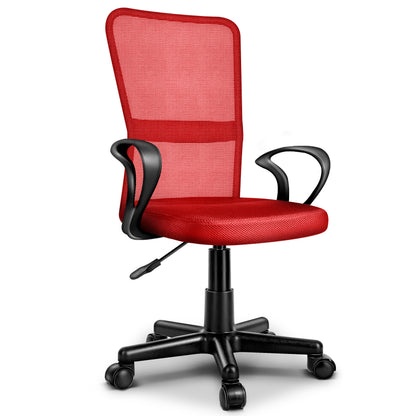 TRESKO® Bürostuhl mit Armlehnen stufenlos höhenverstellbar | Drehstuhl aus atmungsaktivem Mesh | Schreibtischstuhl mit Kunststoff-Leichtlaufrollen, gepolsterte Sitzfläche, ergonomische Passform | Computerstuhl ideal für Home-Office, Jugendzimmer, Büro