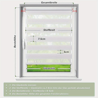 Sekey Doppelrollos ohne Bohren, Klemmfix-Montagesystem, doppellagiges Design, verstellbarer Verdunkelungs-  Lichtdurchlässigkeitsgrad, geeignet für Wohnzimmer, Schlafzimmer  Büros, einfach zu installieren, kein Werkzeug erforderlich