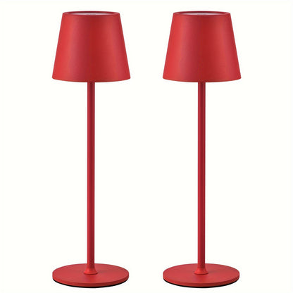 2er-Pack Kabellose Tischlampe LED Schreibtischlampe, 4000mAh Wiederaufladbare Touch Nachtlicht Kabellos Minimalistisches Design für Zuhause/Restaurant/Schlafzimmer/Außenbereich