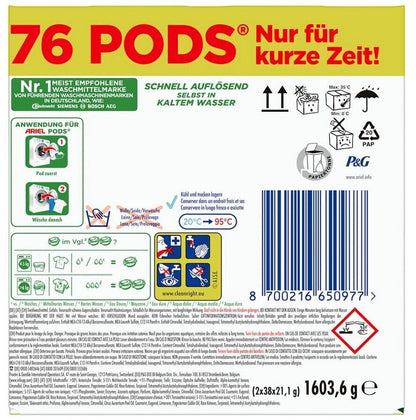 Ariel All-in-1 PODS Touch of Lenor Unstoppables | 76 Waschladungen | 5-fache Wirkung | Lang anhaltende Frische | Kaltwäsche