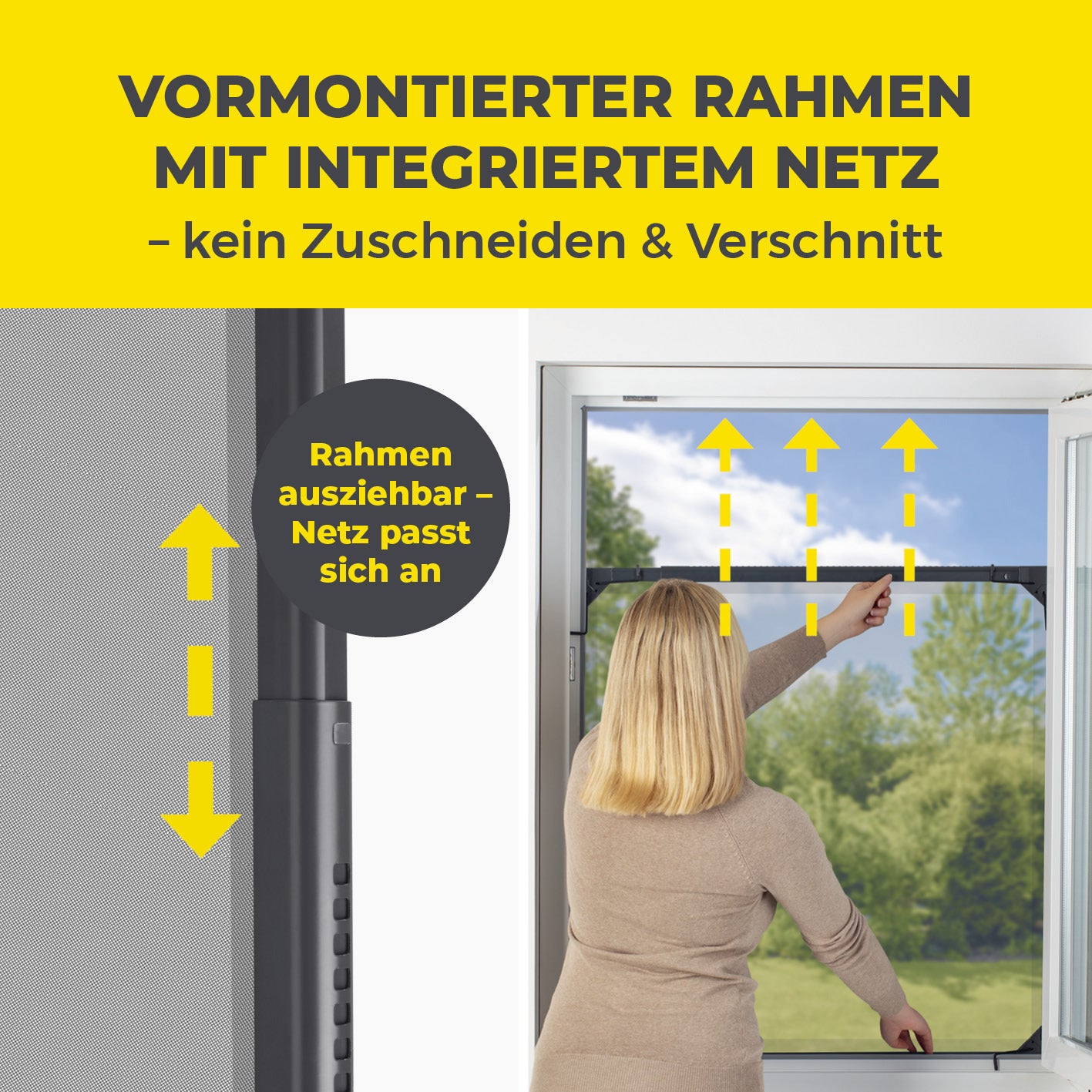 EASYmaxx Moskitonetz Magic Fit, weiß für Fenster und Garten – Detailansicht 2