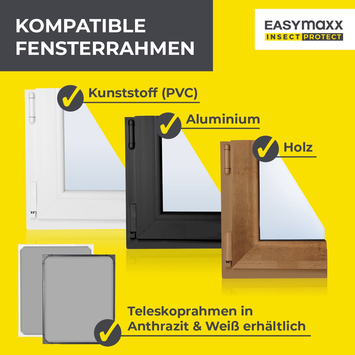 EASYmaxx Moskitonetz Magic Fit, weiß für Fenster und Garten – Detailansicht 5