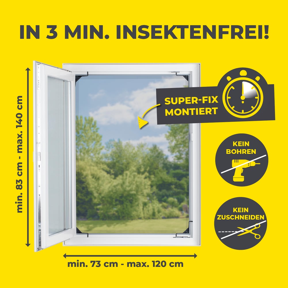 EASYmaxx Moskitonetz Magic Fit, weiß für Fenster und Garten – Detailansicht 47