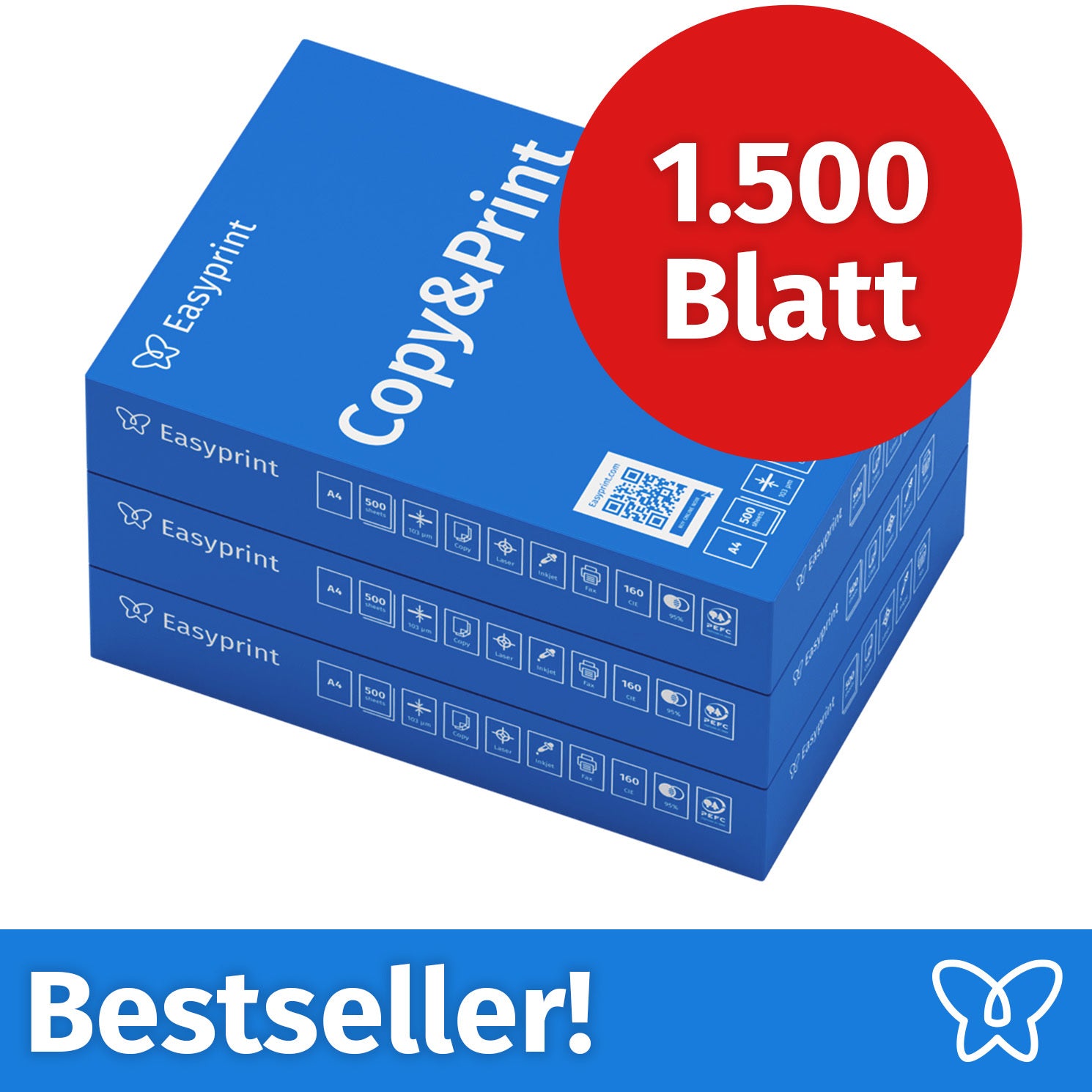 Easyprint Druckerpapier Kopierpapier, 3 x 500 für Alltag und Zuhause – Detailansicht 3