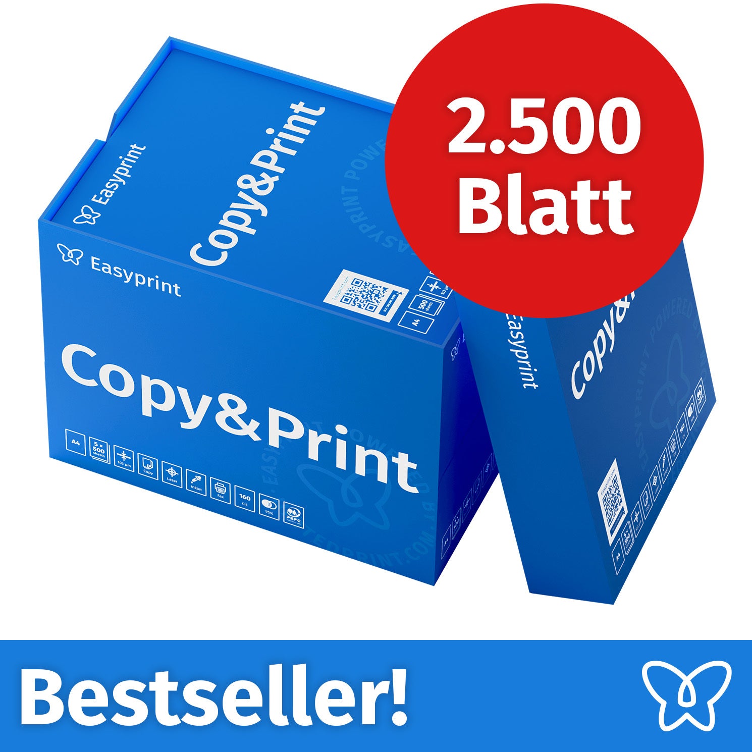 Easyprint Druckerpapier Kopierpapier, A4 Premium Hochweiß CIE 160 PEFC zertifiziert für Alltag und Zuhause – Hauptansicht