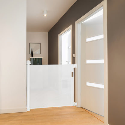 Türsicherheitstür, Ausziehbar 0-150 Cm/180Cm/300Cm, Treppen-Sicherheitsblende, Treppen-Sicherheitstür, Einziehbarer Tür, Ausziehbare Hundebarrieren, Sicherheitstrennwand für Innen- und Außenbereich (Weiß/Grau/Schwarz)
