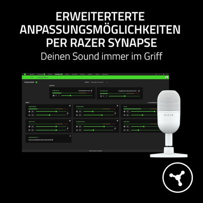 Razer Seiren Mini - USB Kondensator-Mikrofon für Streaming (Kompakt mit Supernieren-Richtcharakteristik, neigbarer Ständer, Integrierter Schockdämpfer) Mercury, Weiß, Lieferung aus Deutschland
