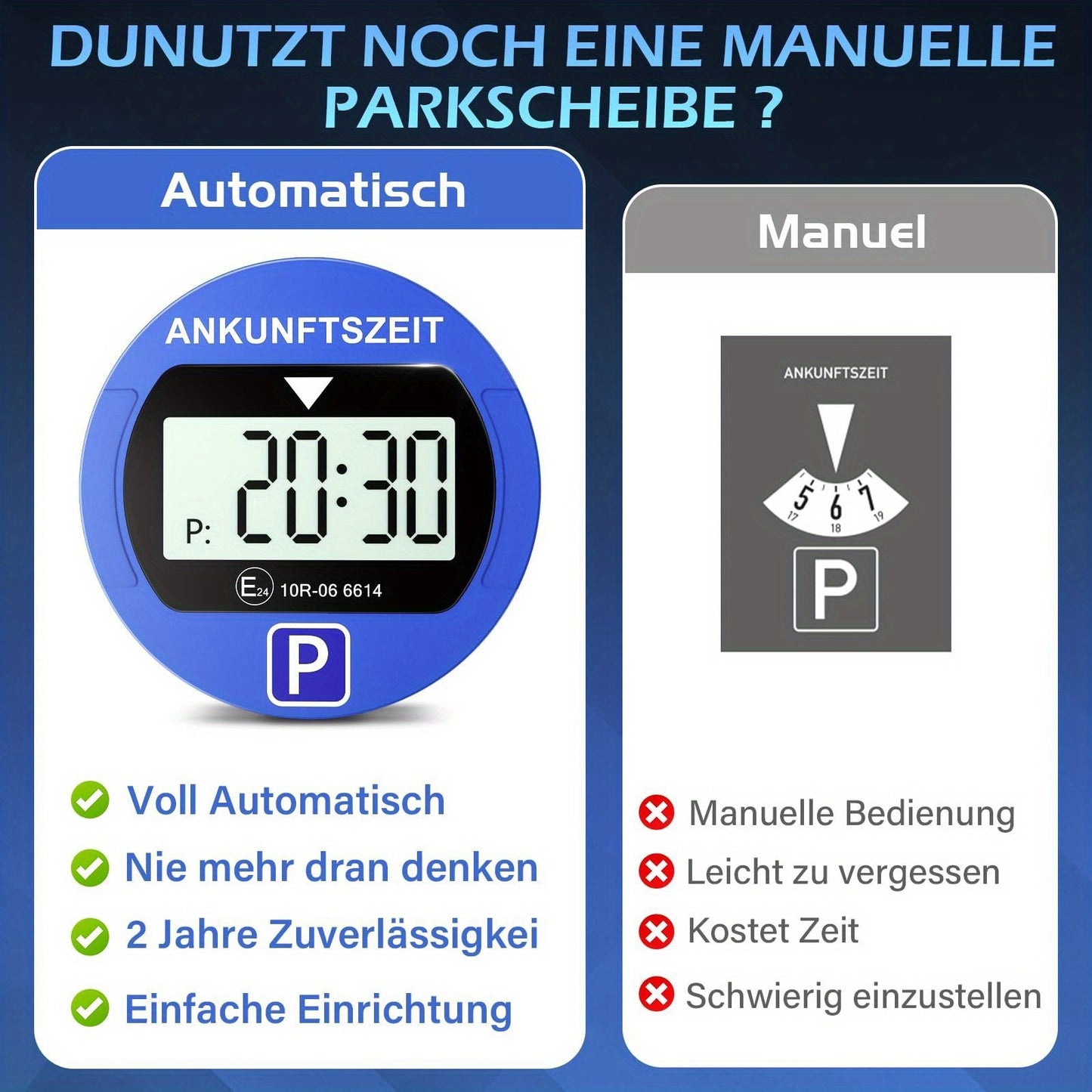 Professioneller Elektronischer Parktimer, LED-Digitalanzeige, Präzise Zeitmessung, mit Nacht-Parkmodus, geeignet für verschiedene Fahrzeuge