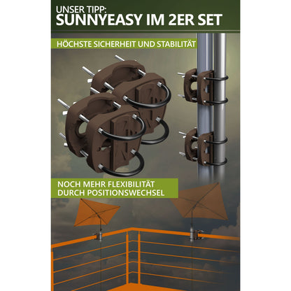 Lindenstein Sonnenschirmhalter Balkongeländer – Funktionale Sonnenschirm Halterung Balkon, Schirmhalterung Balkongeländer ersetzt Sonnenschirmständer Balkon – Flexibel montierbar (Anthrazit/Schwarz/Taupe/Sandbraun)