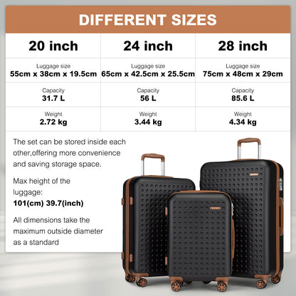2/4-teiliges 24-Zoll 28-Zoll Gepäckset, blauer Polka Dot ABS+PC Hartschalen-Koffer mit TSA-Schloss, Reise Camping Schulanfang Geschenk
